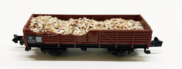 Minitrix Niederbordwagen offener Güterwagen Steinen Spur N
